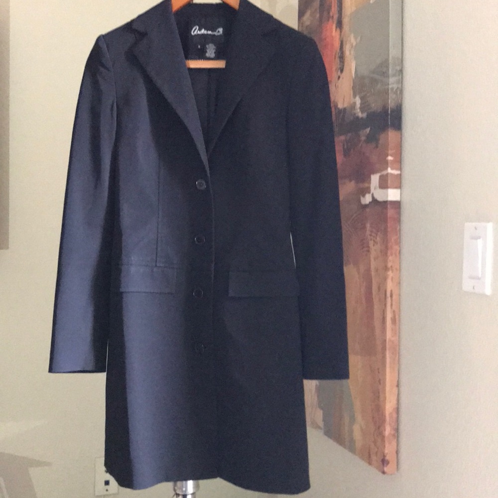 Black designer rain coat